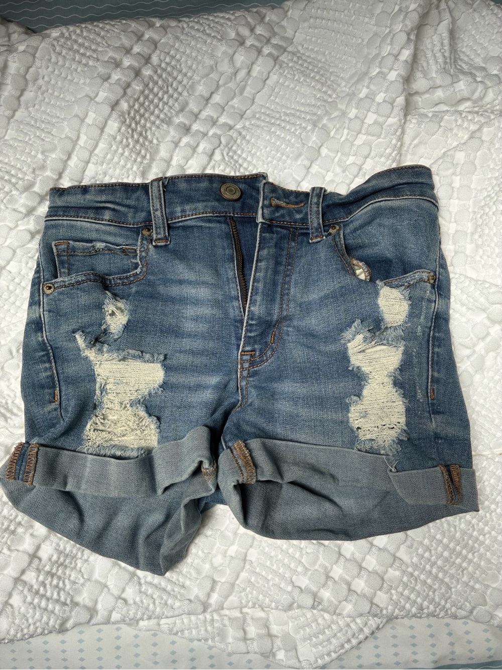 Aeropostale Distressed Blue Denim Jean Shorts